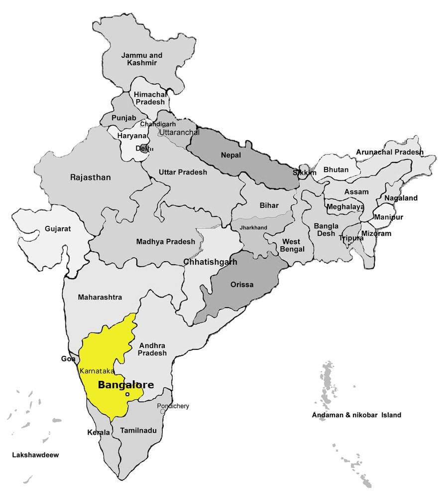 mapa Bangaloru indiju