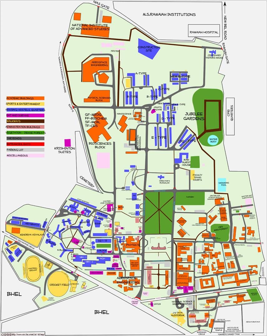 mapa IISC Bangaloru